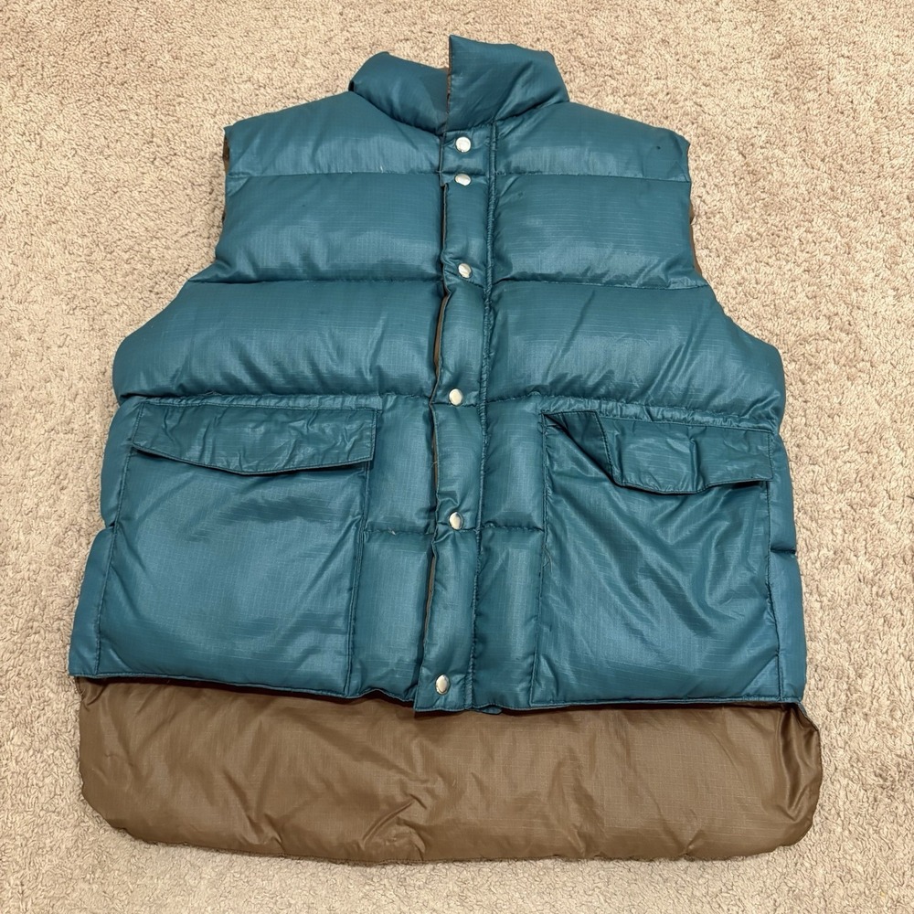 Vintage Spacecraft Deluxe Down Outerwear Vest Snap Mens Large Green